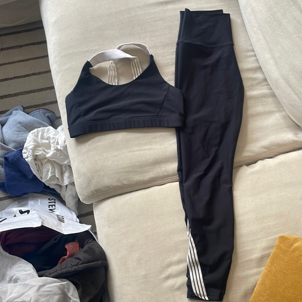 Black and white matching workout set